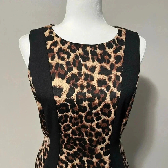 Tahari Arthur S. Levine Cheetah Print Sleeveless Sheath Dress - Picture 4 of 15